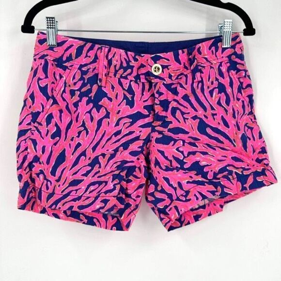Lilly Pulitzer Callahan Shorts Pink Navy Did You Catch That 5" Size 2 coral reef - Picture 1 of 9